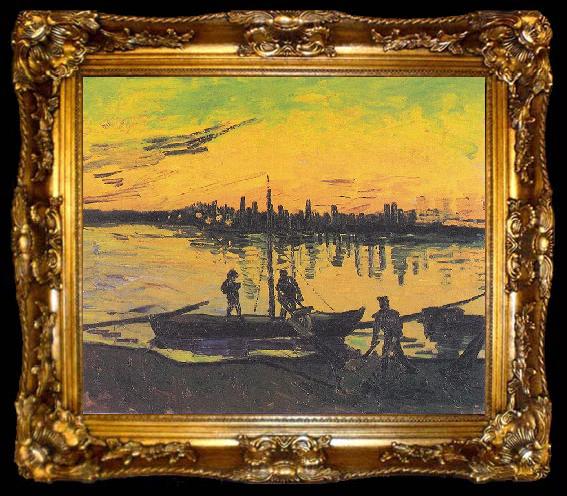 framed  Vincent Van Gogh Dockers in Arles, ta009-2
