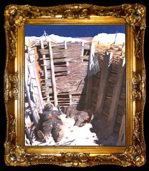 framed  William Orpen Dead Germans in a Trench, ta009-2