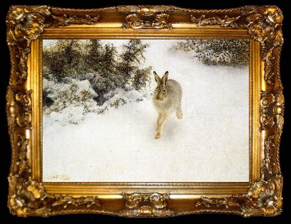 framed  bruno liljefors Winter Hare, ta009-2