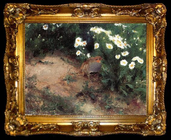 framed  bruno liljefors Partridge with Daisies, ta009-2