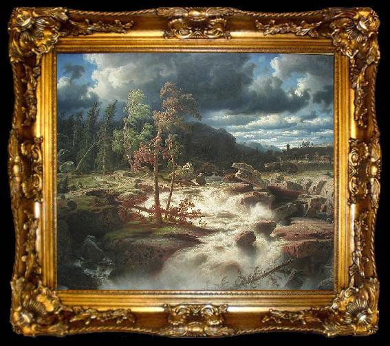 framed  marcus larson Waterfall in Smaland, ta009-2