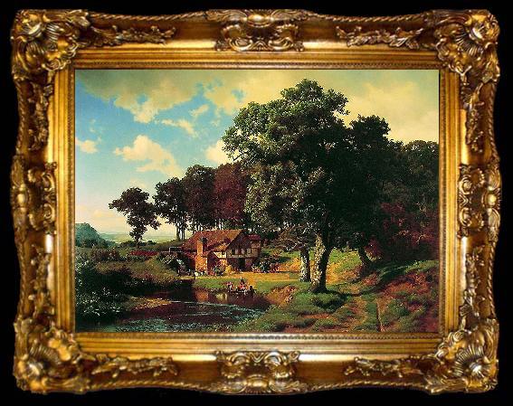 framed  Albert Bierstadt A Rustic Mill (Farm, ta009-2