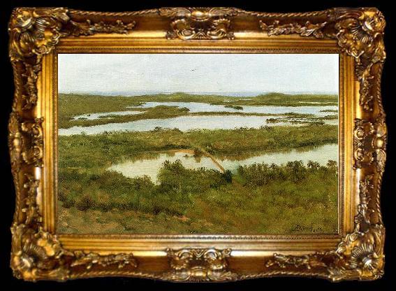 framed  Albert Bierstadt A River Estuary,, ta009-2