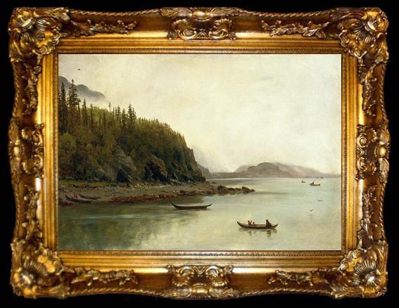framed  Albert Bierstadt Indians Fishing, ta009-2
