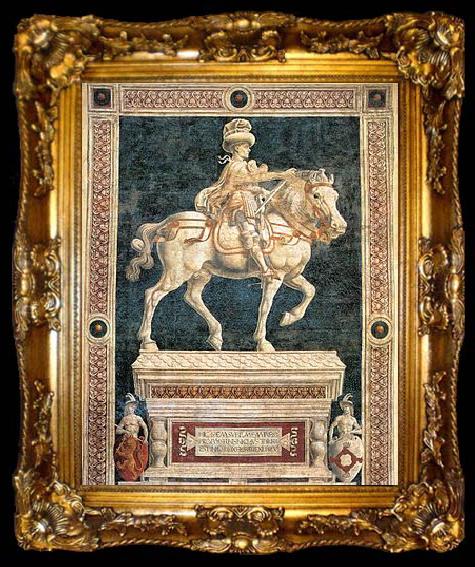 framed  Andrea del Castagno Equestrian Statue of Niccolo da Tolentino, ta009-2