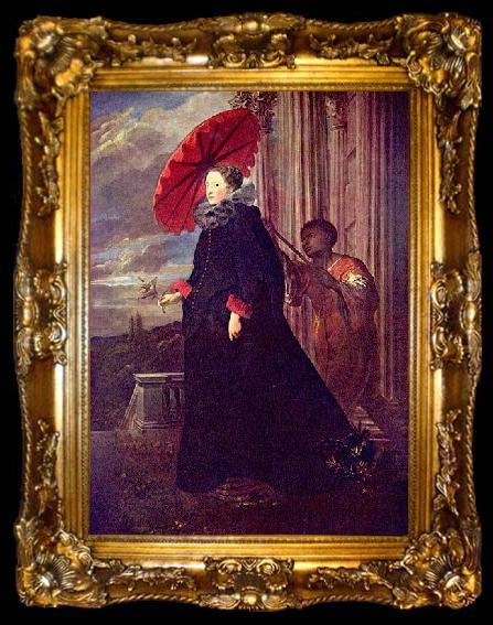 framed  Anthony Van Dyck Portrat der Marchesa Elena Grimaldi, Gattin des Marchese Nicola Cattaneo., ta009-2