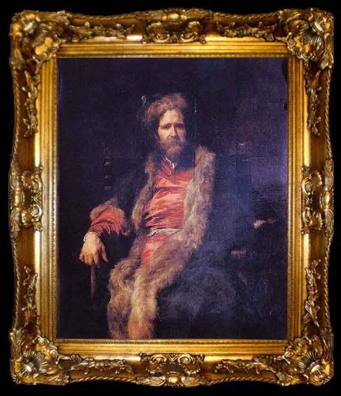 framed  Anthony Van Dyck Portrait of the one armed painter Marten Rijckaert, ta009-2