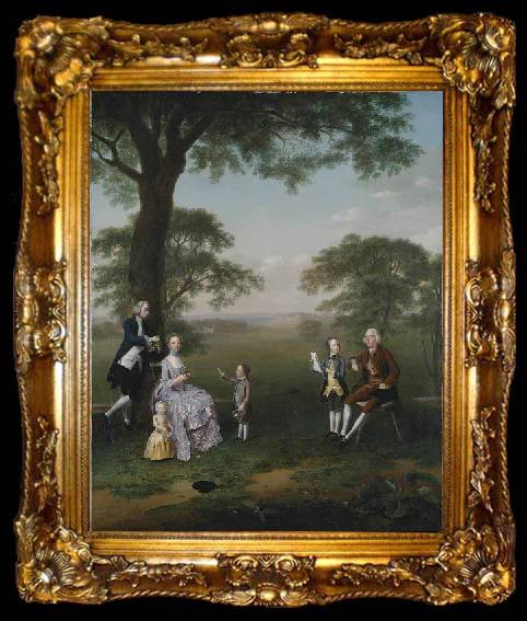 framed  Arthur Devis The Clavey family in their garden at Hampstead, ta009-2