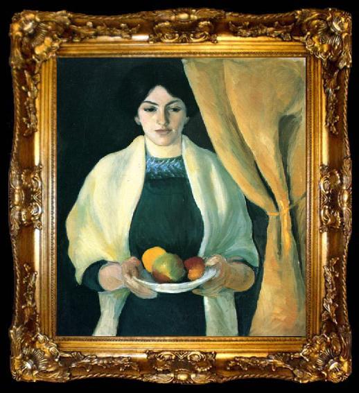 framed  August Macke Portrat mit Apfeln, ta009-2