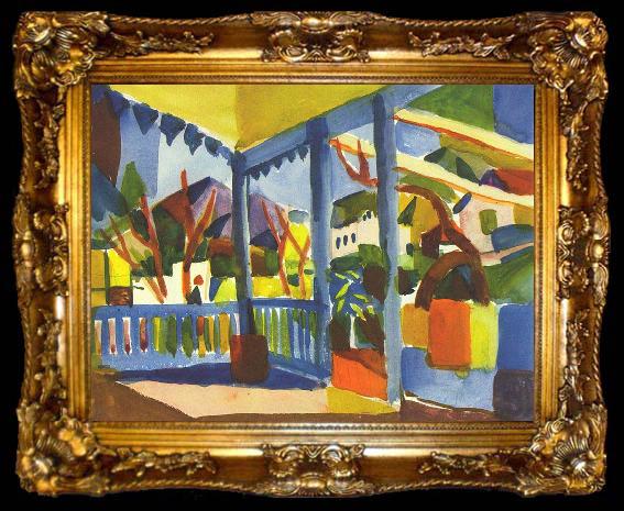 framed  August Macke Terrasse des Landhauses in St. Germain, ta009-2