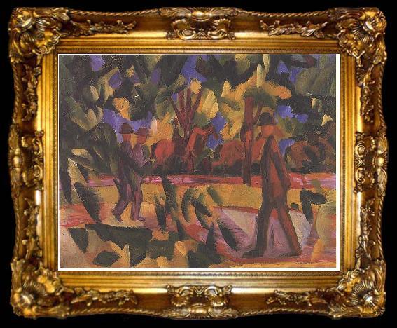 framed  August Macke Riders and walkers at a parkway, ta009-2
