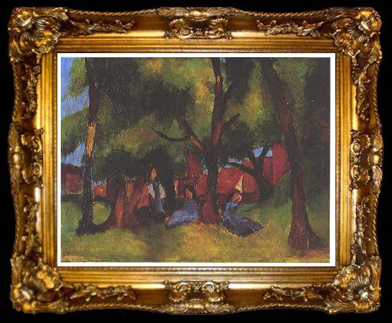 framed  August Macke Children und sunny trees, ta009-2