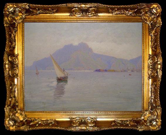 framed  Carl Wilhelm Barth Innseilingen Til Palermo, ta009-2