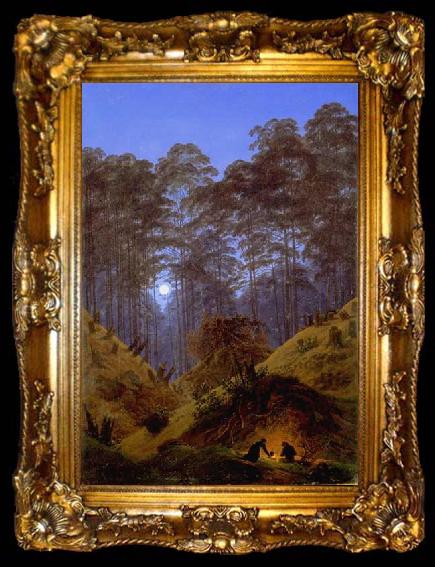 framed  Caspar David Friedrich Tannenwald im Mondschein, ta009-2