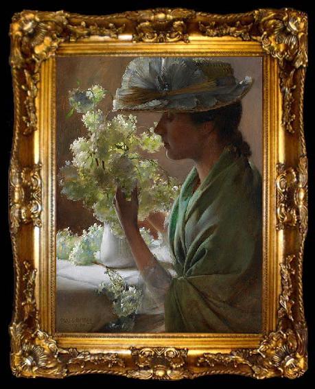 framed  Charles Courtney Curran Lady with a Bouquet, ta009-2