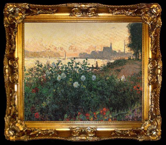 framed  Claude Monet Flowered Riverbank, ta009-2