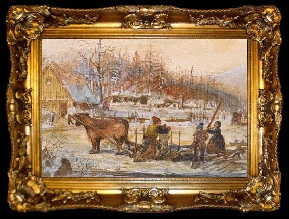 framed  Cornelius Krieghoff A Winter Scene, ta009-2