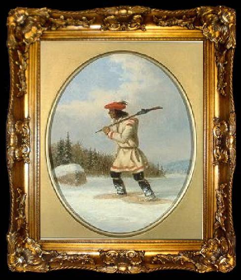 framed  Cornelius Krieghoff Indian Hunter, ta009-2