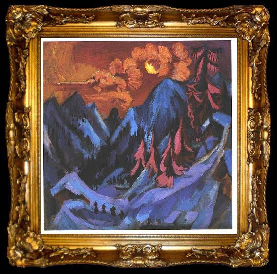 framed  Ernst Ludwig Kirchner Winter moon landscape, ta009-2
