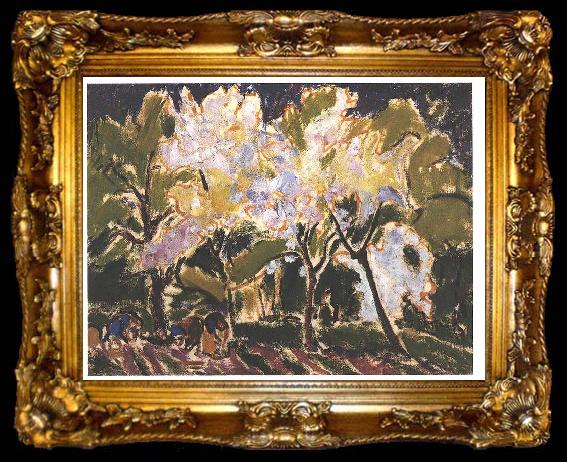 framed  Ernst Ludwig Kirchner Landscape in the spring, ta009-2