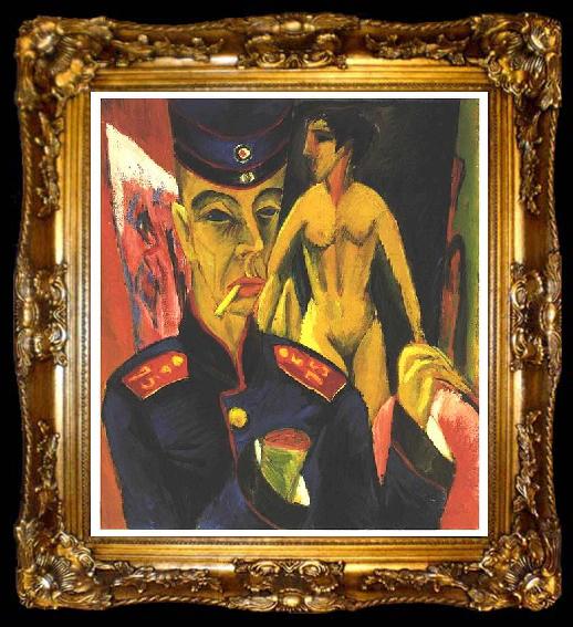 framed  Ernst Ludwig Kirchner Self-portrait as a Soldier, ta009-2