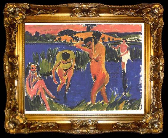 framed  Ernst Ludwig Kirchner Four bathers, ta009-2
