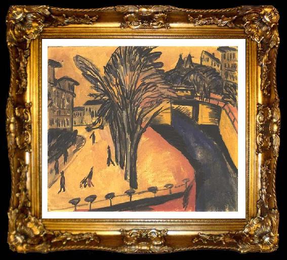 framed  Ernst Ludwig Kirchner Gelbes Engelufer (heute: Engeldamm) in Berlin, ta009-2