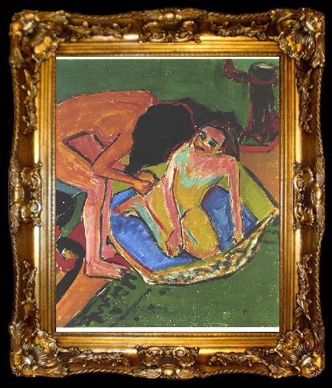 framed  Ernst Ludwig Kirchner Marcella and Franzi in the atelier, ta009-2