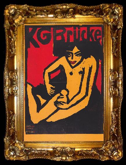 framed  Ernst Ludwig Kirchner KG Brucke (Ausstellungsplakat der Galerie Arnold in Dresden), ta009-2