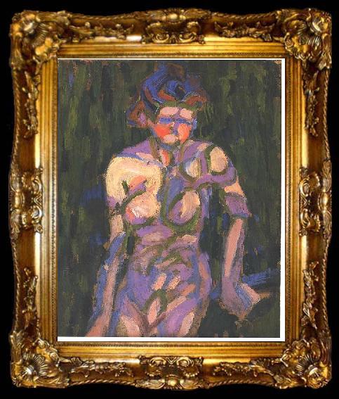 framed  Ernst Ludwig Kirchner Female nude with shadow of a twig, ta009-2