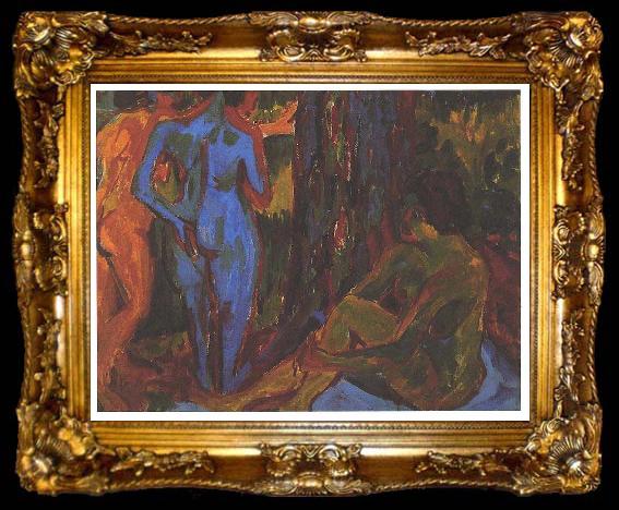 framed  Ernst Ludwig Kirchner Three nudes, ta009-2
