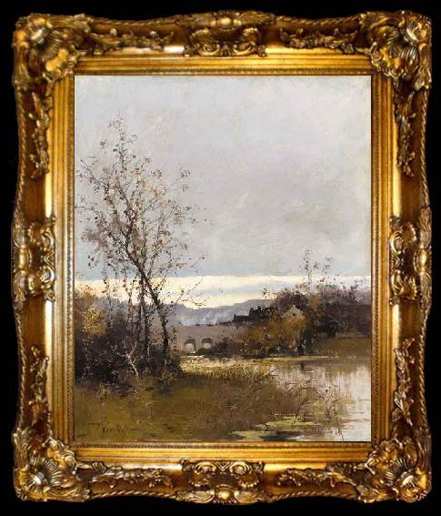 framed  Eugene Galien-Laloue On the riverbank, ta009-2