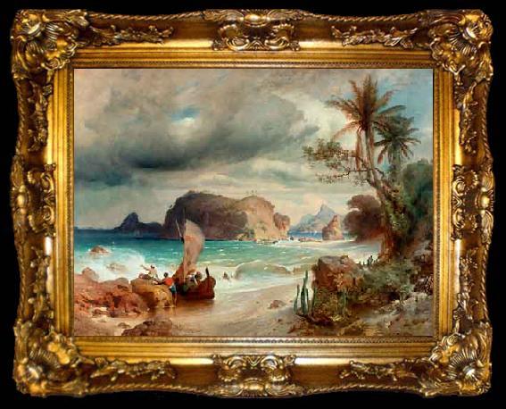framed  Ferdinand Keller Brazilian coastal landscape, ta009-2