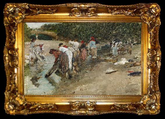 framed  Francisco Pradilla Ortiz Galician Washerwomen, ta009-2
