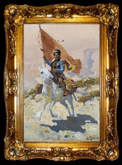 framed  Franz Roubaud Circassian rider, ta009-2
