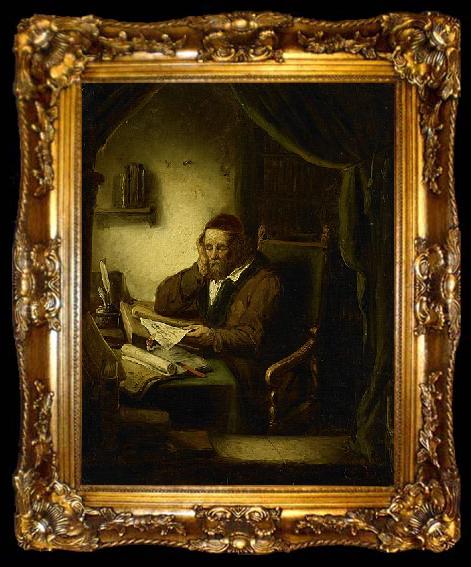 framed  George Gillis Haanen Old Man in his Study, ta009-2