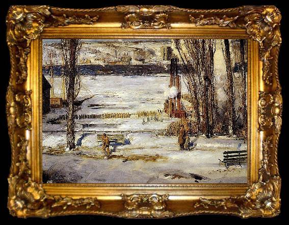 framed  George Wesley Bellows A Morning Snow Hudson River, ta009-2