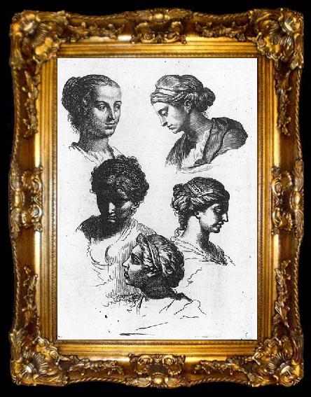 framed  Gerard de Lairesse Five Female Heads, ta009-2