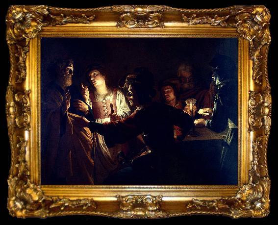 framed  Gerard van Honthorst De Verloochening van Sint Petrus, ta009-2