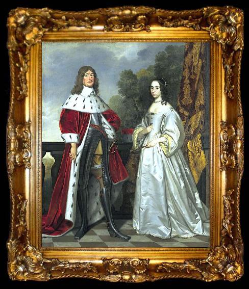 framed  Gerard van Honthorst Double portrait of Friedrich Wilhelm I (1620- 1688) and Louise Henriette (1627-1667)., ta009-2