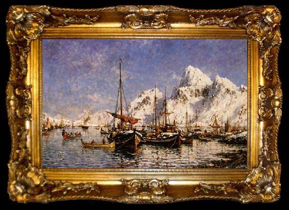 framed  Gunnar Berg From Svolvar Harbor, ta009-2
