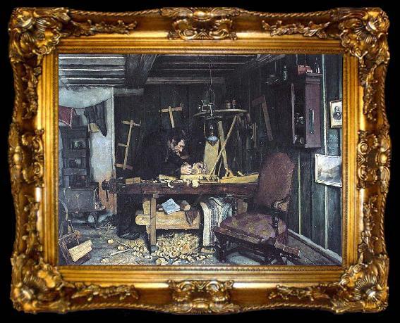 framed  Gustav Wentzel Painting Snekkerverksted, ta009-2