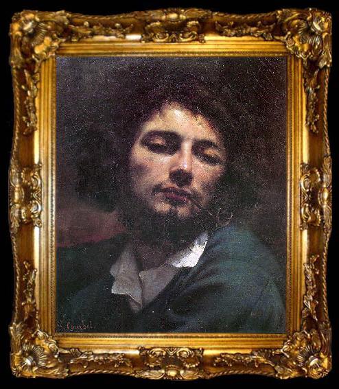framed  Gustave Courbet Self portrait with pipe., ta009-2