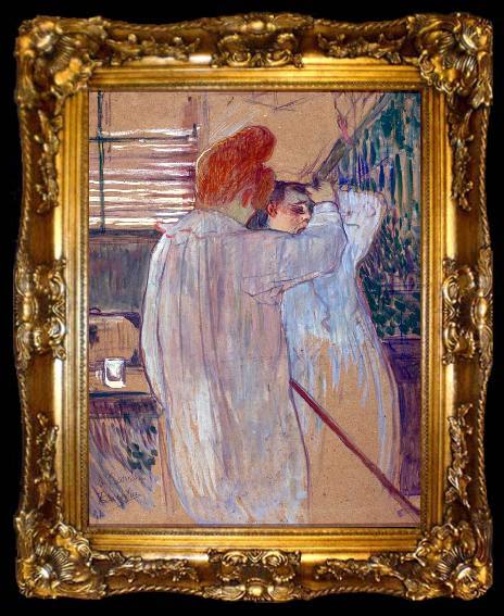 framed  Henri de toulouse-lautrec Woman Combing her Hair, ta009-2