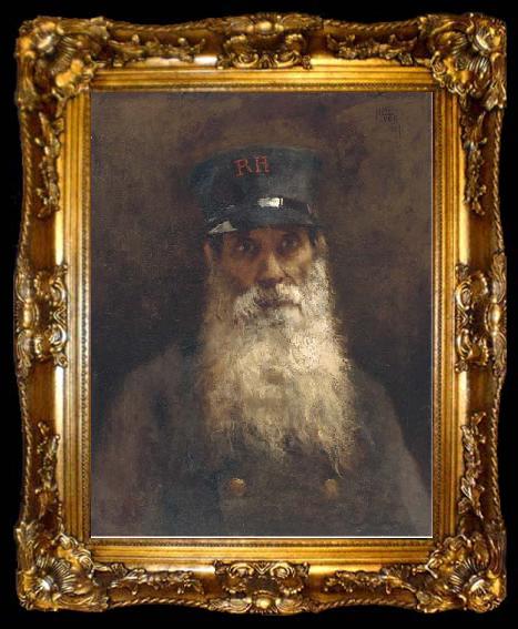 framed  Hubert Vos Portrait of a Chelsea Pensioner, ta009-2