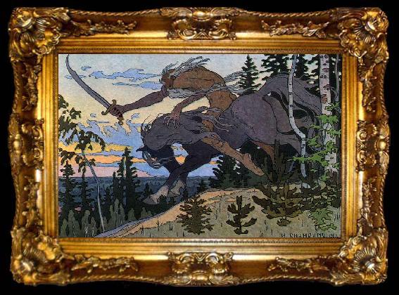 framed  Ivan Bilibin Koschei the Deathless from Marya Morevna 1900, ta009-2