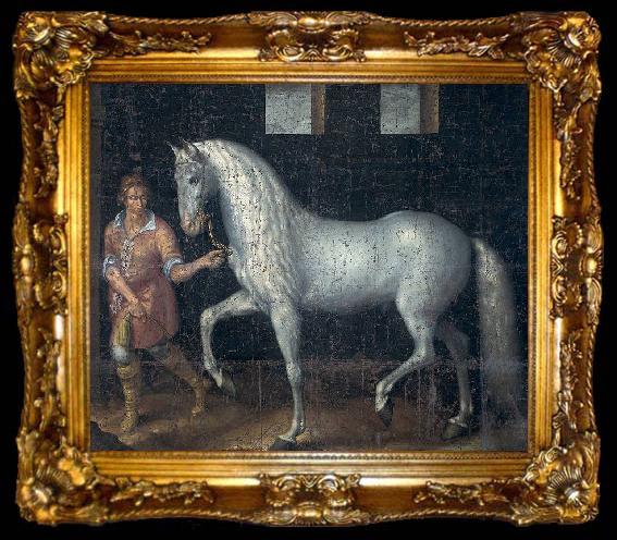framed  Jacob de Gheyn II Spanish Warhorse captured at the Battle of Nieuwpoort., ta009-2