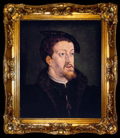 framed  Jan Cornelisz Vermeyen Portrait of Charles V (1500-58), emperor of the Holy Roman Empire, ta009-2