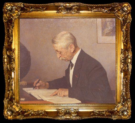 framed  Jan Veth Painting of J.C. Kapteyn at his desk, ta009-2