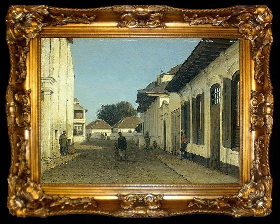 framed  Jan Weissenbruch Een straatje in het oude gedeelte van Batavia, ta009-2
